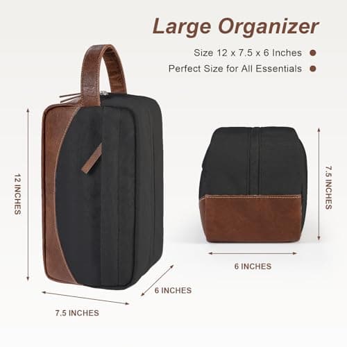 Ezday Travel Toiletry Bag for Men, Hanging Toiletry Organizer, Water Resistant Shaving Kit with Large Capacity for Travel Accessories (Black, Large) — view 2