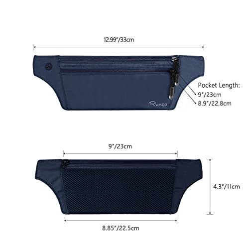 Ryaco Travel Money Belt, Slim RFID‑Blocking Hidden Waist Pouch, Dark Blue — view 5
