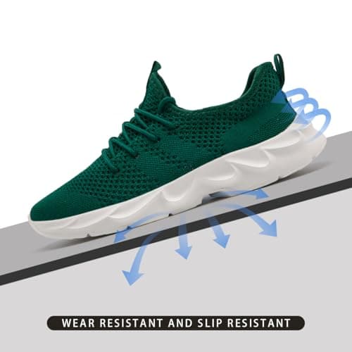 VGPSFN Mens Trainers Running Shoes Walking Sport Outdoor Casual Tennis Gym Fitness Shoes for Men Breathable Mesh Comfortable Lightweight Sneakers Dark_Green UK Size 7 — view 6