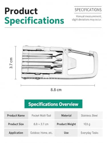 Uadme 12-in-1 Stainless Steel Multitool Keychain — view 2