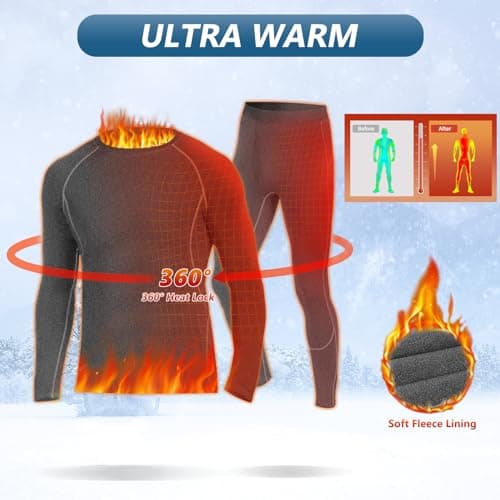 SIMIYA Thermal Underwear Mens, Quick Dry Base Layer for Men, Compression Mens Thermals Top and Bottoms, Winter Long Sleeve Long Johns for Workout Skiing Running Hiking — view 3