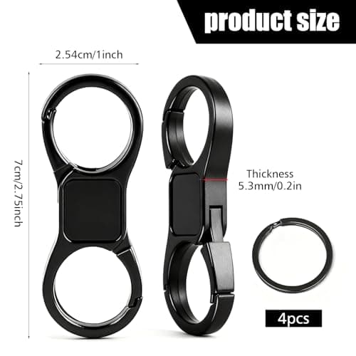 Plkjiu 2 Sets Detachable Key Chains for Car Keys | Quick Release Keychain with 4 Key Rings | Heavy Duty Car Key Organizer Holder Clip for Men & Women — view 2