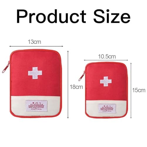Travel Mini First Aid Pouch, 2 Pack Portable Mini First Aid Kit Storage Bag for Medicine Boxes, Reusable Medical Kits Empty Rescue Bag for Sports Camping Hiking Outdoor Activities Emergencymini — view 6