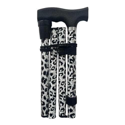 Life Healthcare Folding Walking Stick, Adjustable Cane, Black Leopard — view 2