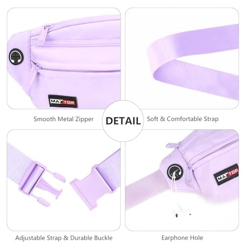 MAXTOP Bumbag Waist Crossbody Bags for Women Men Fashion Anti-Theft Fanny Packs Bag with Adjustable Strap and 5 Zipper Pockets Travel Essentials for Travel Walking Running Hiking Cycling Casual — view 5