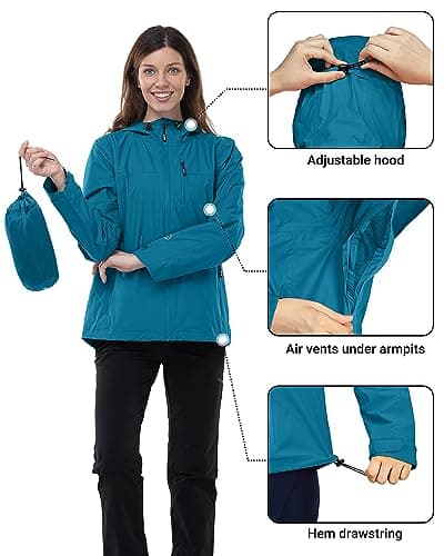 Outdoor Ventures Women's Waterproof Jacket Raincoat Packable Rain Jacket — view 5