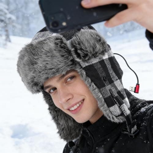 Winter Trapper Hat Plug-in Plush 3-Temperature-Setting Protection — view 2