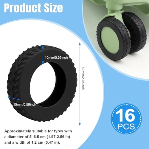 Hexizexi 16 Pcs Silicone Suitcase Wheel Protectors Suitcase Wheel Covers — view 2