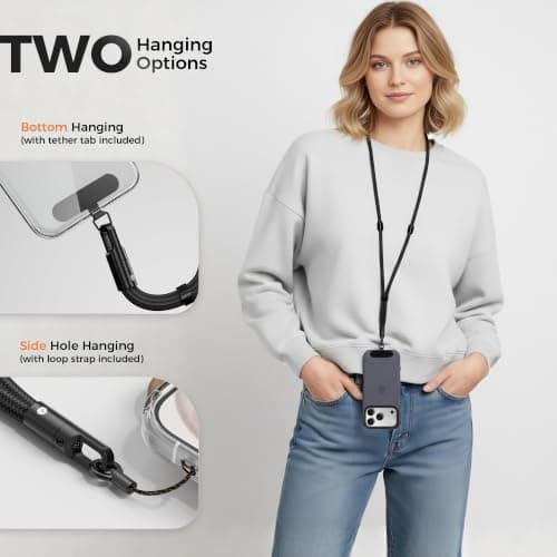 3-in-1 Phone Lanyard Crossbody, Neck & Wrist, Adjustable Strap with Tether — view 3