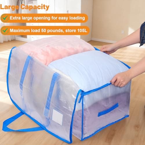 Dntorx 8 Pack 105L Moving Bags Clothes Storage Bags Drom Packing Box, Blue — view 4