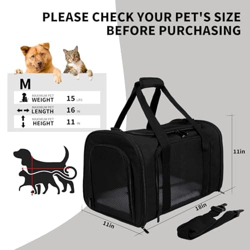Yipincover Carriers Soft-Sided Pet Carrier for Medium Large Cats Dogs Under 35Lbs,Breathable Mesh Ventilation Design,Airline Approved Cat Carrying Case(X-Large,Black) — view 4
