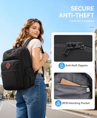 VASCHY Travel Backpack, Anti-Theft Rucksack with RFID Blocking Black — view 4