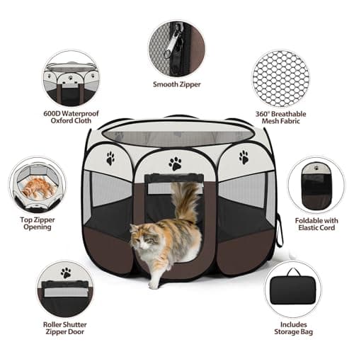 Cat Playpen Foldable, Pop Up Dog Pen, Portable Pet Pen Indoor Outdoor - S — view 3
