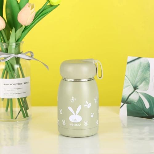 Mini Insulated Bottle Reusable Coffee Cups Cute Rabbit Water Bottle Flask for Hot Or Cold Drinks Small Size Travel Mug with Handle Stainless Steel Double Walled Insulated Tumbler — view 5