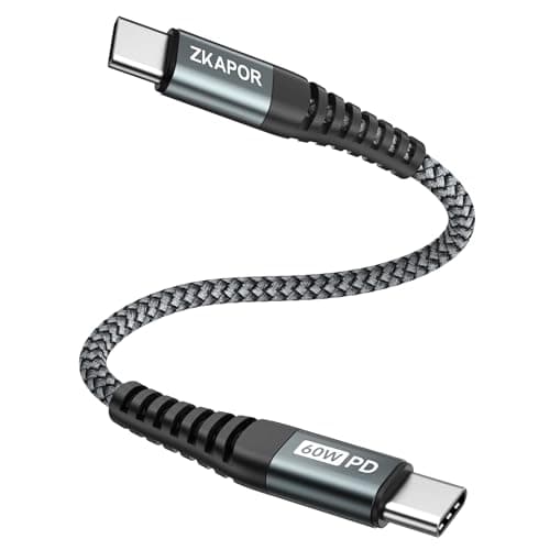 ZKAPOR Short USB C to USB C Cable 30CM, 60W PD Type C Cable Fast Charging