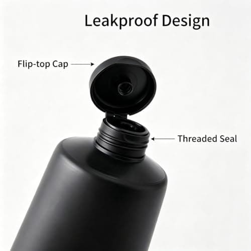 Upstore 6Pcs 100ml 3.3oz Black Plastic Travel Bottles Refillable Squeeze Soft Tubes with Flip Top Cap for Shampoo Lotion Toiletries Makeup Cosmetic Storage — view 4