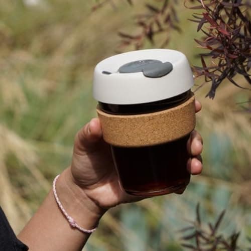 KeepCup Reusable Tempered Glass Coffee Cup | Travel Mug with Splash Proof Lid, Brew Cork Band, Lightweight, BPA Free | Medium | 12oz / 340ml | Filter — view 2