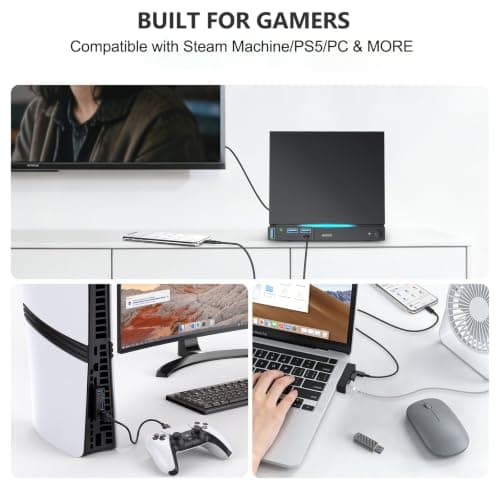 4 Port 3.0 USB Hub for PS5 Pro/PS5 Slim/Steam Machine/PC Expansion Adapter — view 5