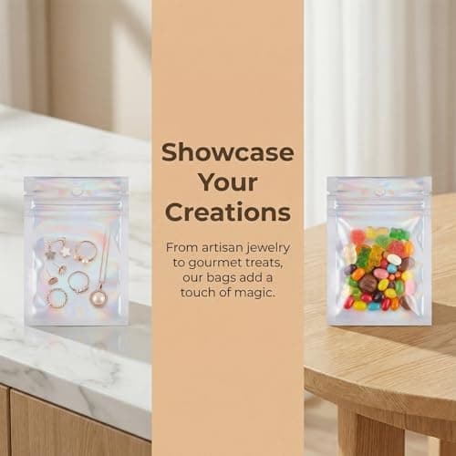 50 PCS Smell Proof Bag, Mylar Bags 7x9cm, Foil Ziplock Bags Small Smell Proof Bag, Small Resealable Bags Storage Pouches Grip Seal Clear Plastic for Food Storage,Jewelry,Electronics — view 3
