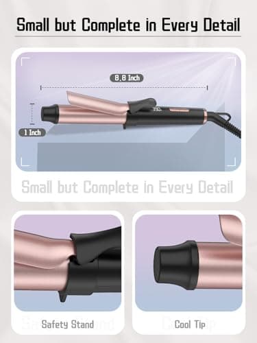 Mini Hair Curling Tongs for Short Hair 25mm, Travel Hair Tongs Iron for Europe, Portable Hair Wand Dual Voltage with 5 Heat Settings — view 6