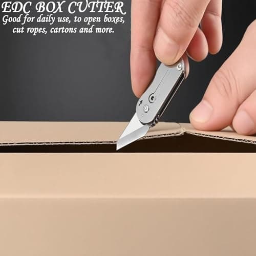 2Pcs Titanium Finish Folding Multi-Tool, Portable EDC Utility Cutter with Keychain for Box Opening, Outdoor, DIY, Camping & Everyday Carry — view 6