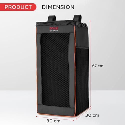 Pyle Portable Waterproof Speaker Bag, Large Tear-Proof Travel Case with Adjustable Backpack Straps, Side Storage Pockets & Drawstring Top for Speakers, 30 x 30 x 67 cm — view 4