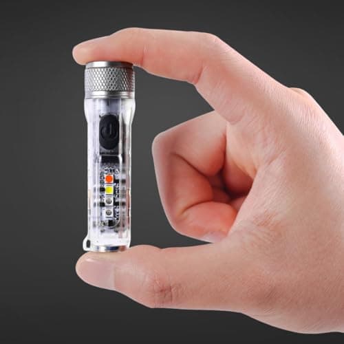 CLISPEED USB Rechargeable Mini Keychain Flashlight Compact Torch with Adjustable Brightness Modes in White for Travel and Outdoor Activities — view 5