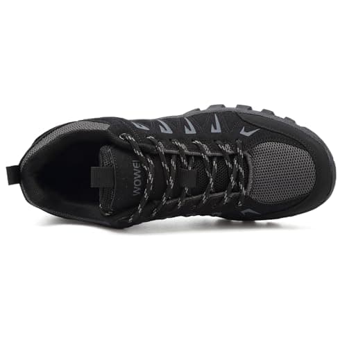 HaloTeam Trekking Shoes Mens Outdoor Travelling Walking Shoes Non-Slip Lace-up Hiking Boots,Black,6 UK — view 2