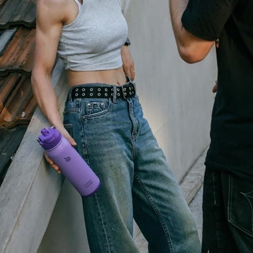 BOTTLE BOTTLE Insulated Water Bottle Stainless Steel 700ml（24oz） Bike Water Bottles with Straw and Adjustable Lid Daily Drink Flask Pill Organizer (purple) — view 6