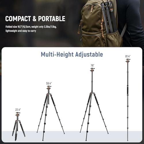 Victiv 78"/ 198cm Camera Tripod with 360° Panoramic Ball Head for Travel — view 2