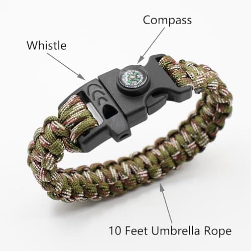 8 Pack 3in1 Emergency Survival Bracelet with Whistle and Compass,Survival Kit,Wild Camping Equipment Kit,Wildness Emergency Survival Kit for Camping,Outdoor Travel, Hiking, Emergency Survival Or First — view 3