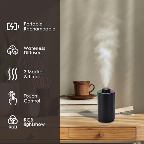 Waterless Diffuser for Essential Oil, 7 Colors LED Light，Aluminum Alloy — view 4