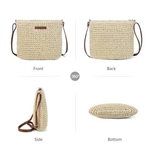 AFKOMST Women’s Straw Crossbody Bag, Small Woven Shoulder Bag with Adjustable Strap, Lightweight Wicker Summer Beach Handbag for Holiday Travel Picnic Daily Use — view 6