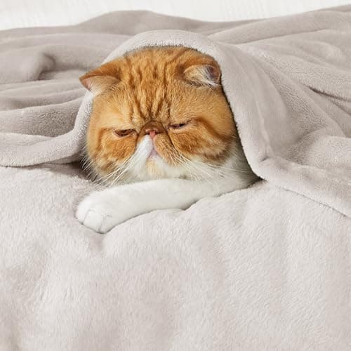 Bedsure Throw Blanket for Sofa - Flannel, Beige, 130x170 cm — view 4