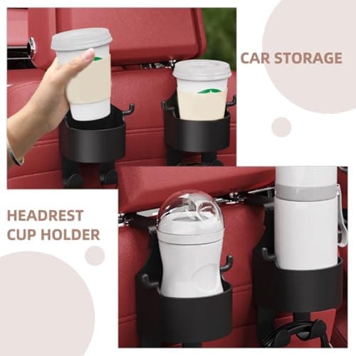 MAGICLULU 2pcs Headrest Cup Holder Back Seat Cup Organizer for Car Travel, Scratch-resistant Abs Material, Convenient Backseat Storage for Drinks and Accessories — view 6