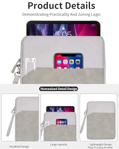 toergy Tablet Sleeve for Lenovo Yoga Tab Plus 12.7 inch, Fully Protective Case, Lightweight Portable Water-Resistant Carrying Bag, Grey — view 2