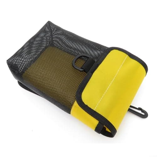 Alanmoship Scuba Diving SMB Storage Bag with Swivel Buckle, PVC Mesh Gear Pouch, for Safety Marker Buoy Reel Snaps, Lightweight Drainable Dive Kit Holder, Black(A) — view 5