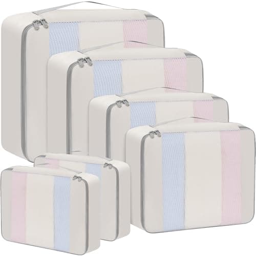 BAGAIL 6 Set Packing Cubes Various Sizes Packing Organizer for Travel Accessories Luggage Carry On Suitcase - Beige