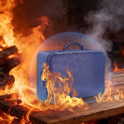 HMifjUM Fireproof Document Box, Waterproof File Organiser Box, Safe Portable Home Fire Lockable Storage Boxes, Collapsible Travel Document Holder, File Storage Boxs with Inserts Bags and Zipper (PK) — view 5