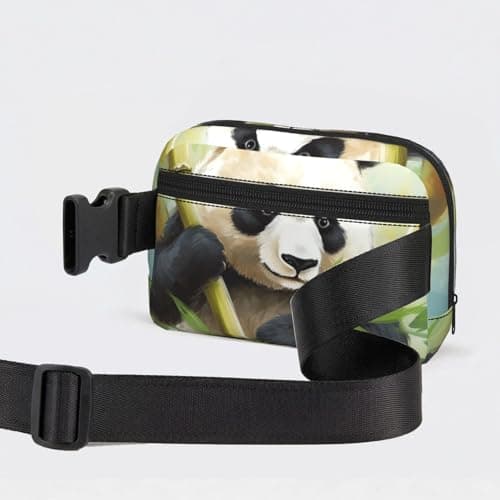 Fanny Pack For Women Men, Bamboo With Panda Everywhere Belt Bag Waterproof Fashion Crossbody Waist Packs With Adjustable Strap Hip Bum Bag For Outdoor Hiking Running Travel — view 3