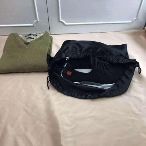 2pcs Black Satin Storage Bag, Double Drawstring Rope, Dustproof Pouch — view 5