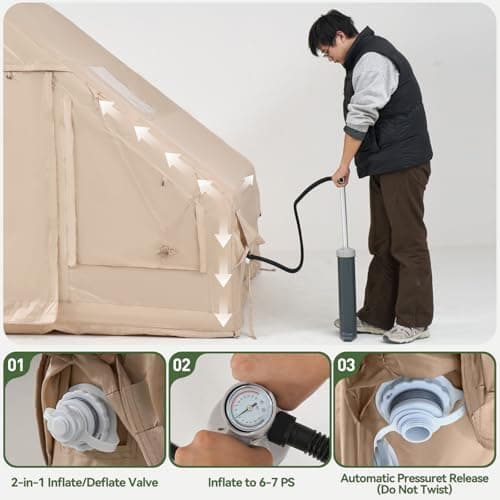 Aoxun Inflatable Tent, 2-4 Person Air Tent with Manual Hand Pump — view 6