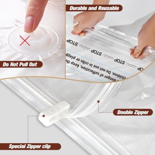 STORAGE MASTER Vacuum Storage Bags, Space Saver Bags 80% More Storage Space, With Hand Pump (12, Jumbo) — view 3