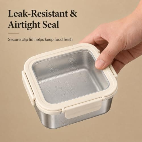 CECOMBINE 3Pack Stainless Steel Food Storage Containers With Lids, Airtight Metal Food Container, Stackable Meal Prep Containers, Leakproof Metal Lunch Box for School Office — view 5