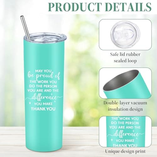 Xaztr 12 Pack Stainless Steel Tumbler Bulk, 600ml Insulated Vacuum Travel Coffee Mug Double Walled Tumbler with Lid and Straw for Cold Hot Drinks, Inspirational Christmas Thank You Gifts — view 3