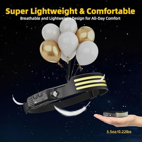 Dopalloy Head Torch Rechargeable, 2Pack Super Bright Tri LED Strip Headlamp — view 6