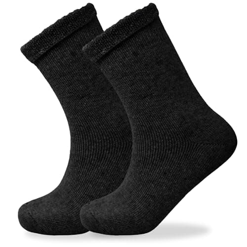 Towelogy Womens Diabetic Merino Wool Socks Loose Top Ultra Warm Winter Thermal Bed Socks UK Size 4-8 (Black, 1 Pair)