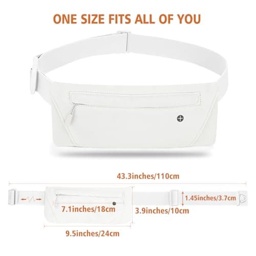 WHIPPY Running Belt for Phone Bag Running Gifts for Women Fanny Pack for Men Elastic Runners Money Belt Phone Holder Hiking Waist Pack, White — view 5