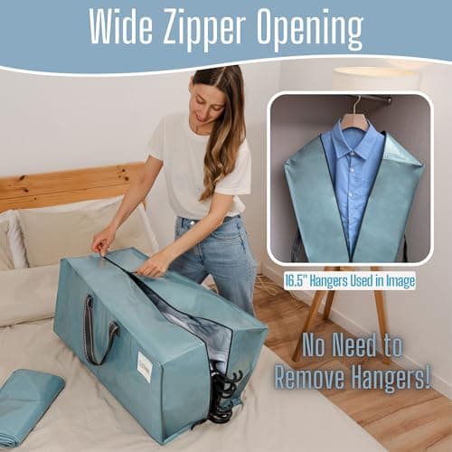 VENO 4 Pack Heavy-Duty Extra Large Moving Bags W/Backpack Straps, Moving House Essentials, Clothes Storage, Packing, Laundry Bags, Reusable and Sustainable (Light Blue, 4 Pack) — view 5