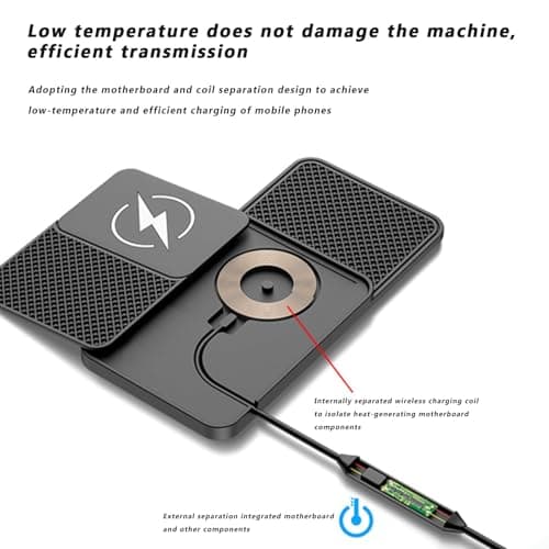 Wireless Car Charger Pad for Nissan Platina Primera Qashqai Quest Rogue Safari Sentra Serena Sunny, 20W Non-Slip Dashboard Phone Fast Charging Mat Flexible Silicone with Type-C/USB — view 4